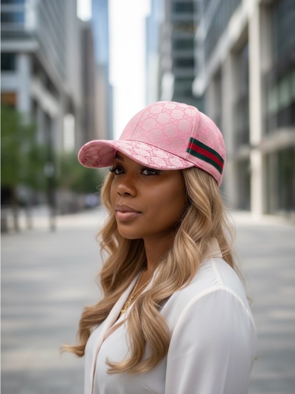 Classic GG monogram Canvas Baseball Hat cap light candy pink hue Web stripe new